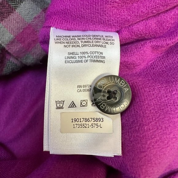 Columbia Women's Button Down Plaid Shacket Shirt Jacket, Size Large,‎ Magenta - Picture 9 of 10
